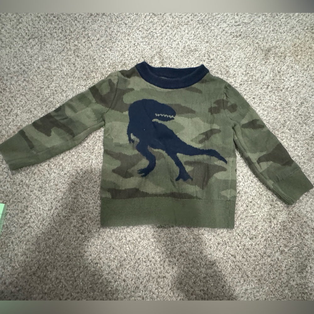 GAP Green Camo Dinosaur Sweater